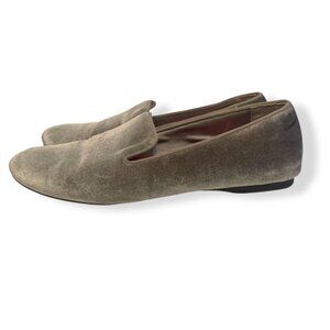 Birdies Womens Velvet Slip-On Flats Size 8 Gray Quilted‎ Pink Footbed Coquette